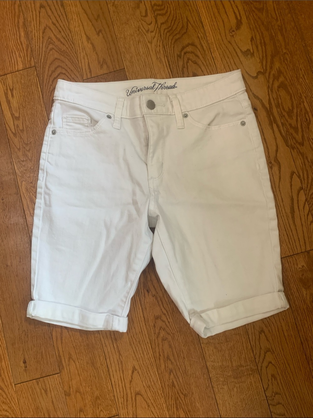 Universal Thread White Cuffed Denim Bermuda Shorts